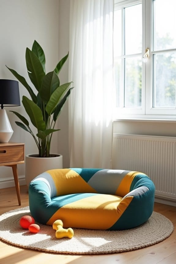 sustainable geometric dog bedding