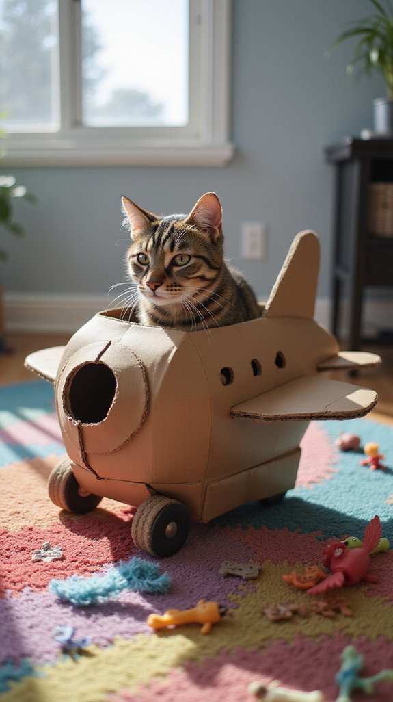 cardboard airplane cat house