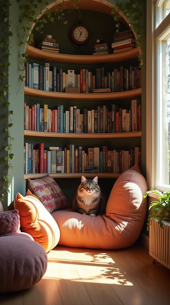 cat friendly bookshelf hideaway