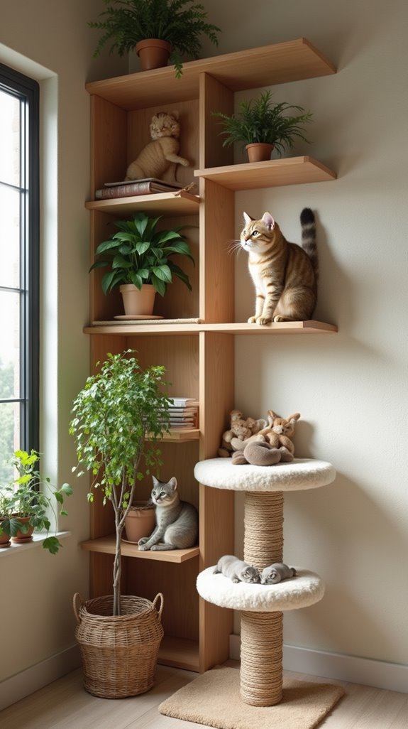cat shelves and climbing trees
