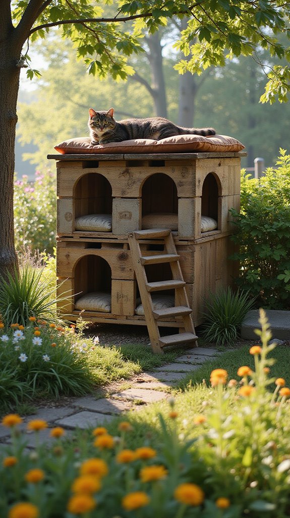 charming rustic pallet cat house