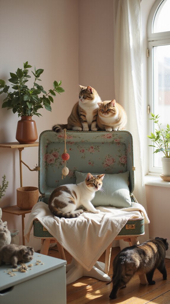 chic vintage suitcase cat loft