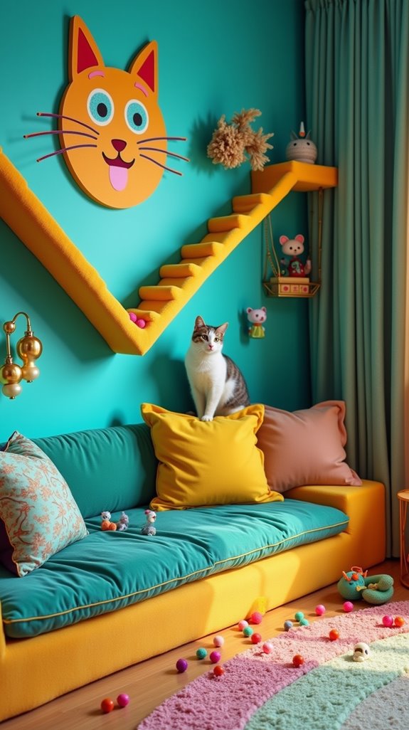colorful feline playroom design