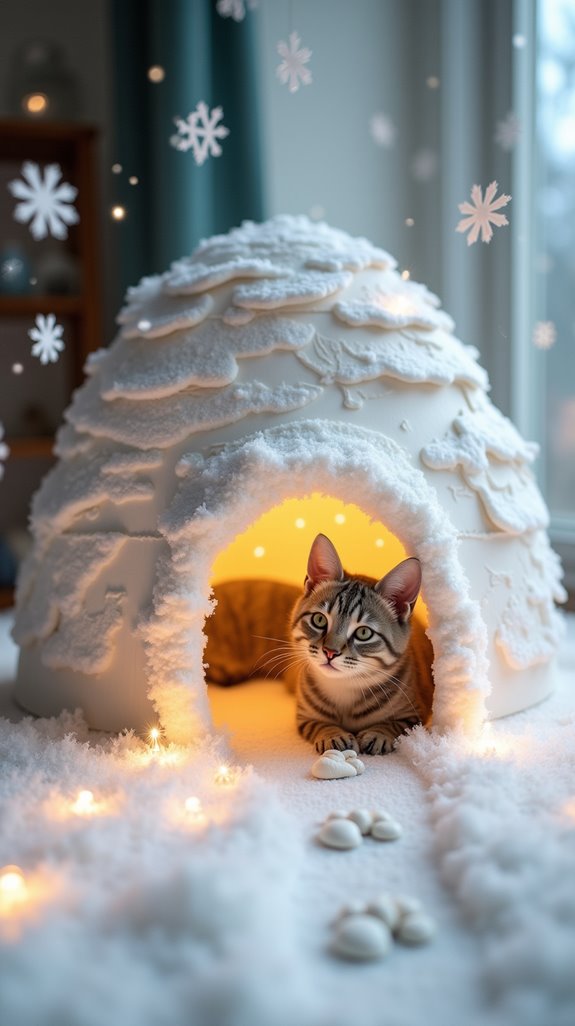 cozy cardboard cat igloo