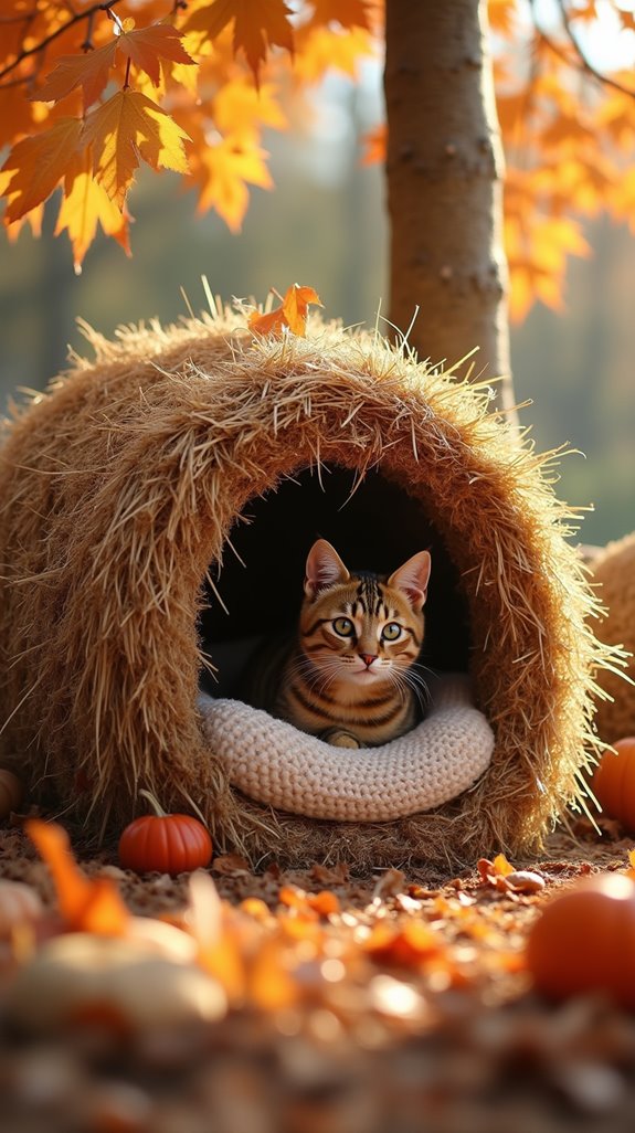 cozy straw bale cat house