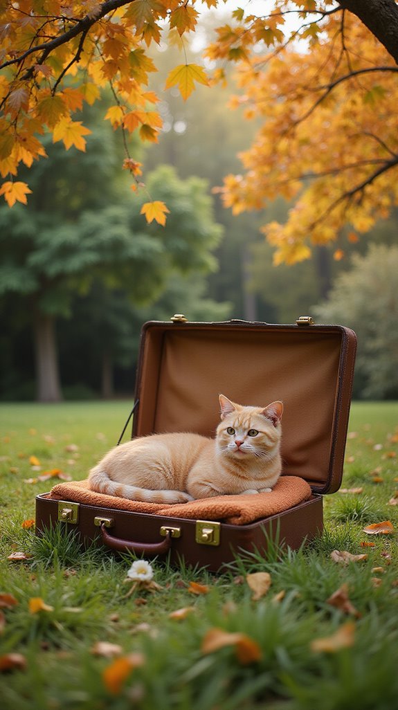 cozy vintage suitcase cat house