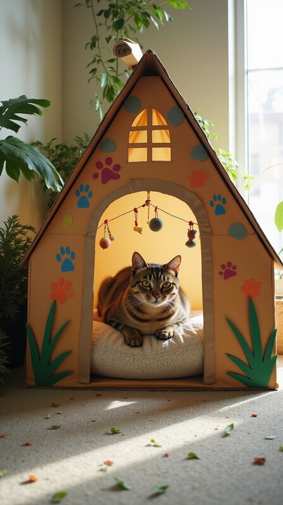 creative cardboard cat tent