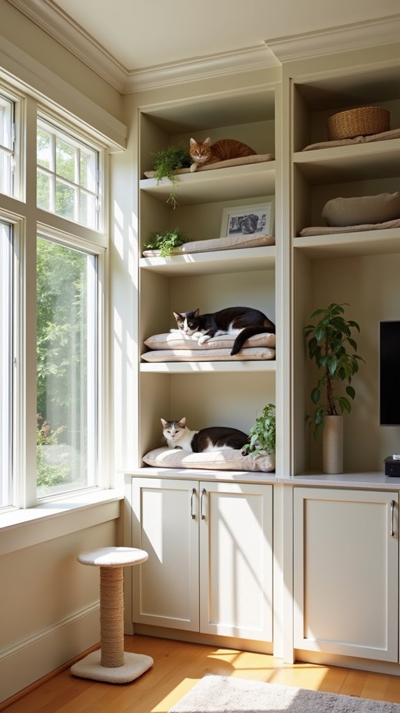 customizable elevated cat shelves