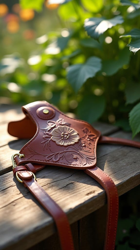 floral leather harness for dogs
