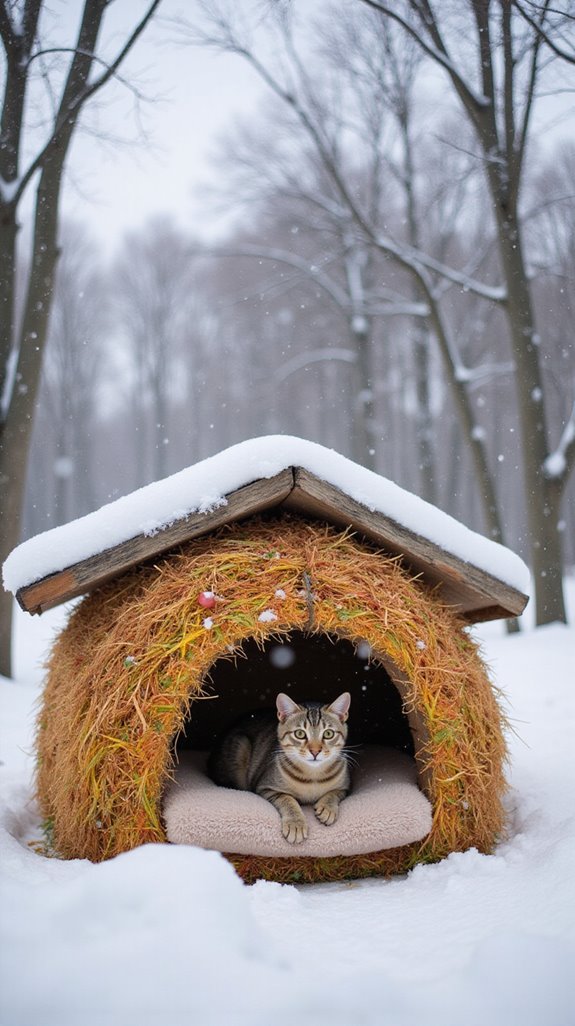 straw bale cat house creation