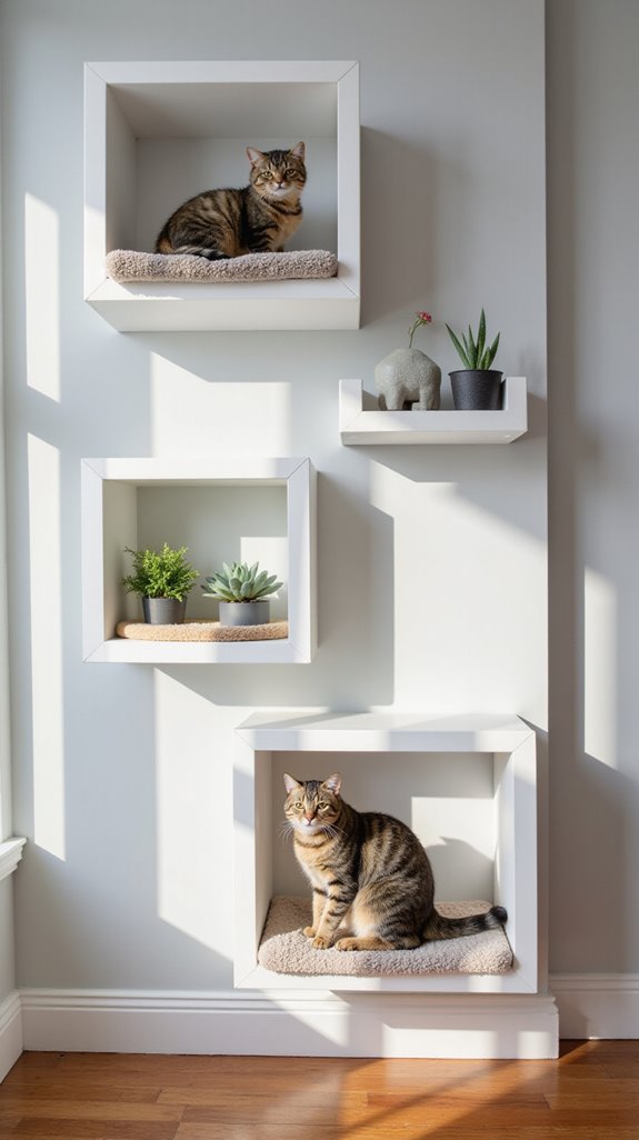 stylish minimalist cat shelves