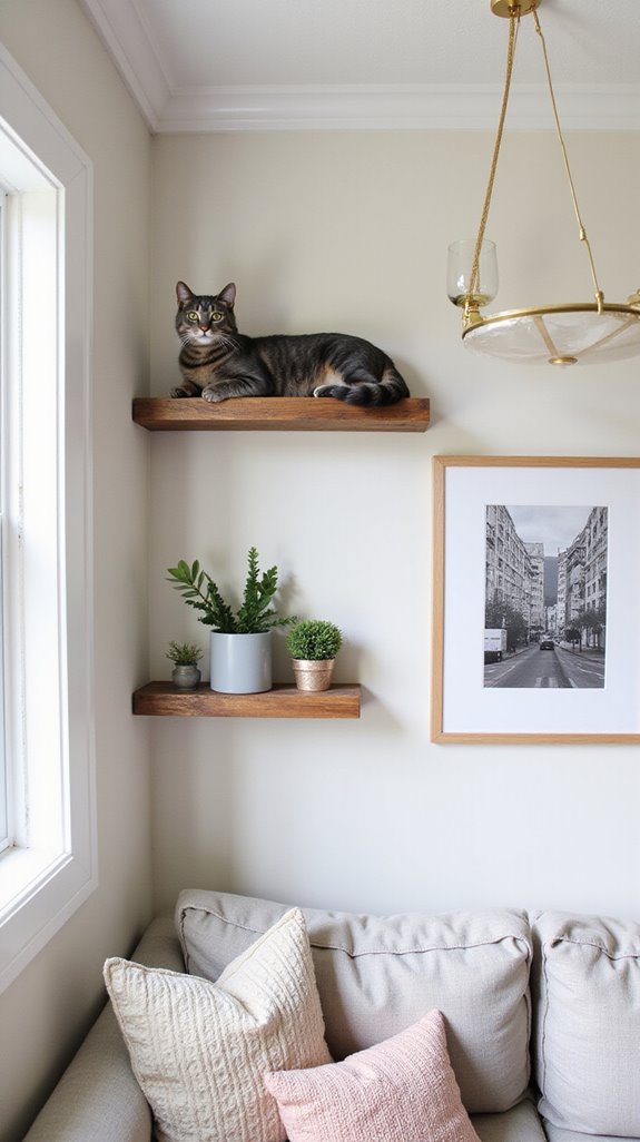 stylish vertical cat shelves