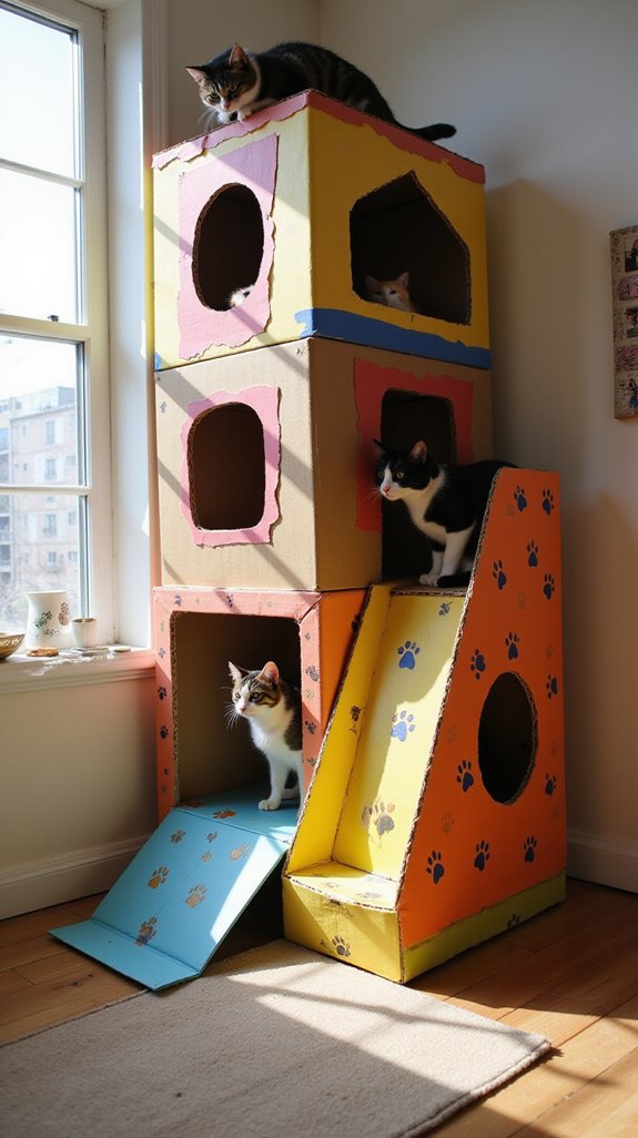 two story cardboard cat playground