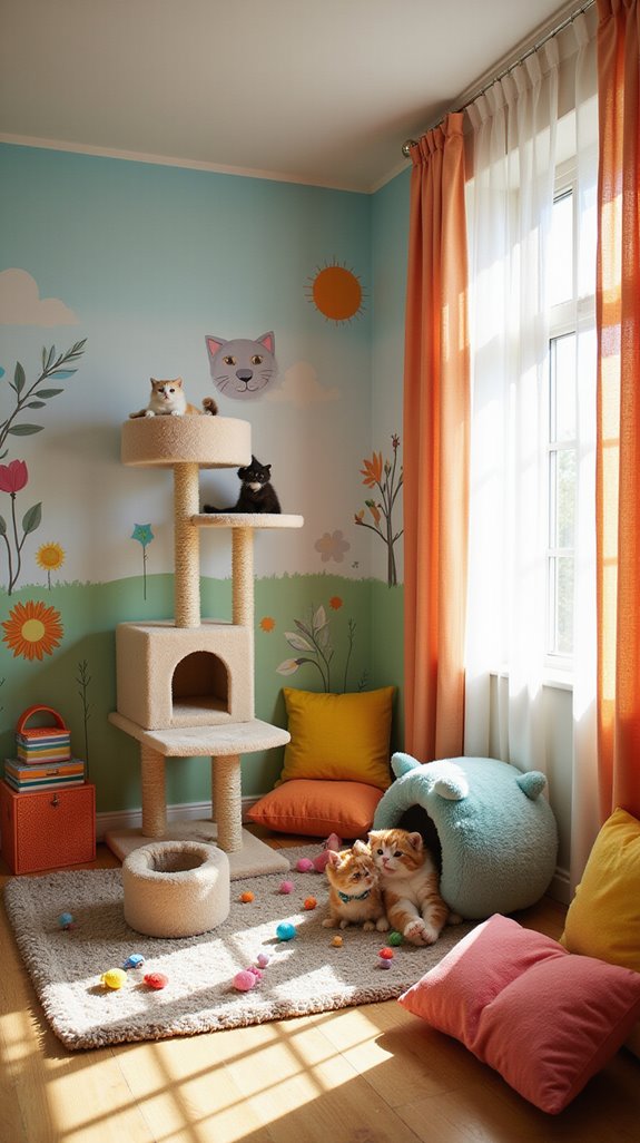 vibrant cat play area
