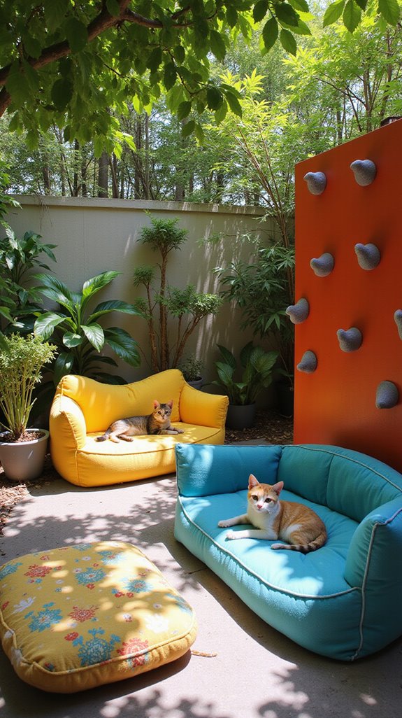 vibrant colorful cat beds