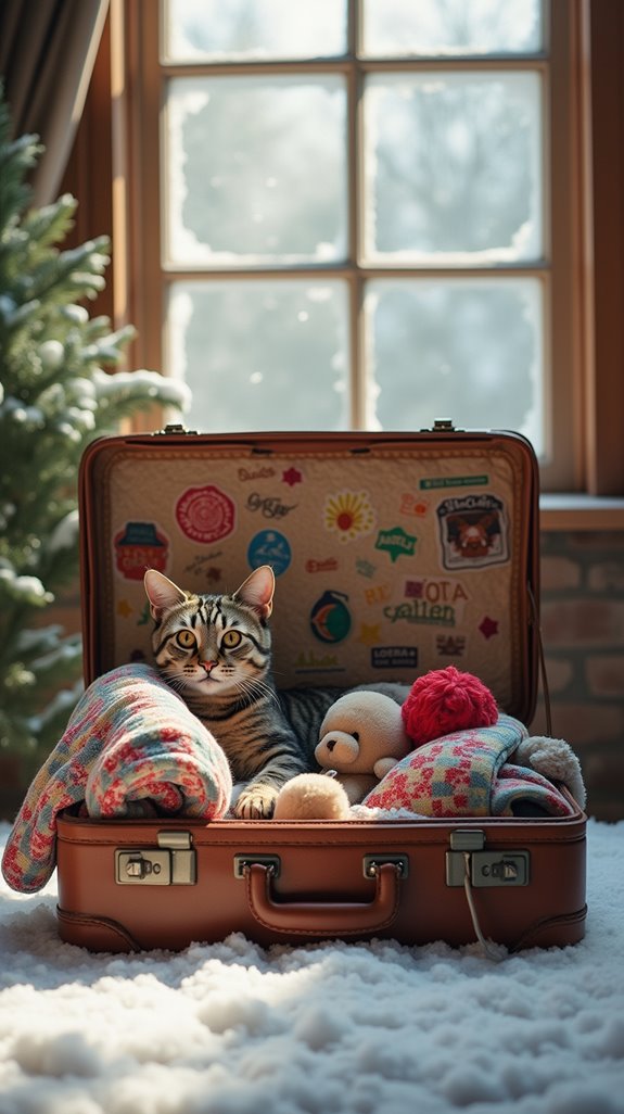 vintage cat suitcase home