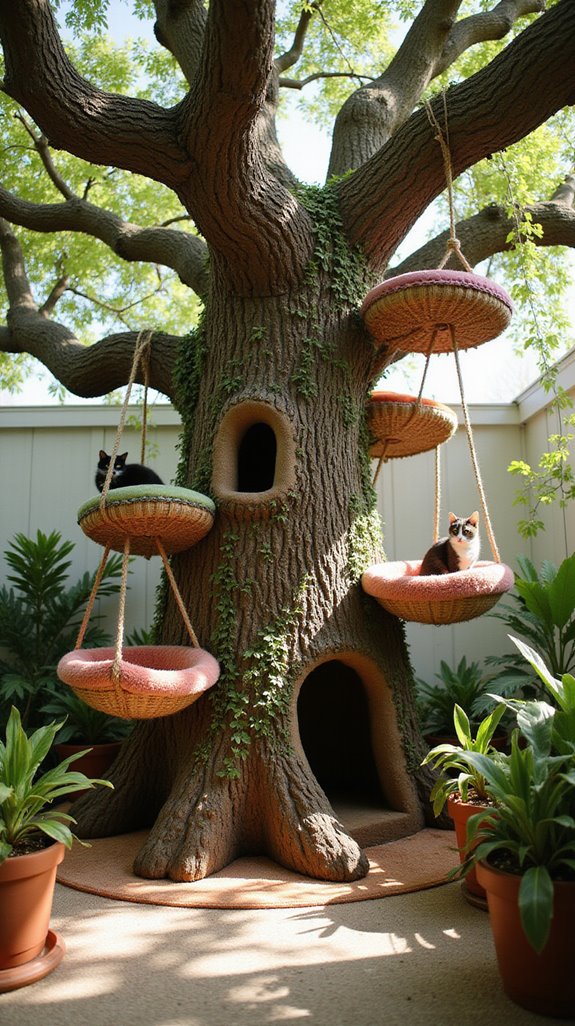 whimsical cat treehouse playground