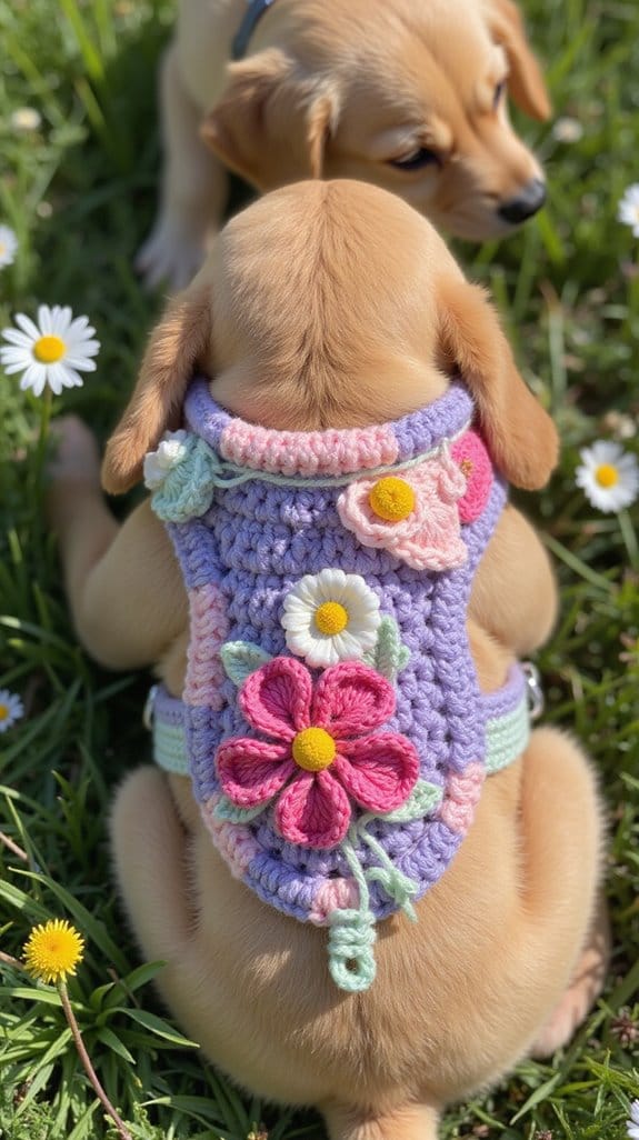 whimsical floral dog harness