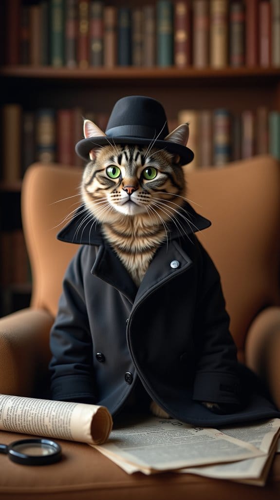 adorable feline detective attire