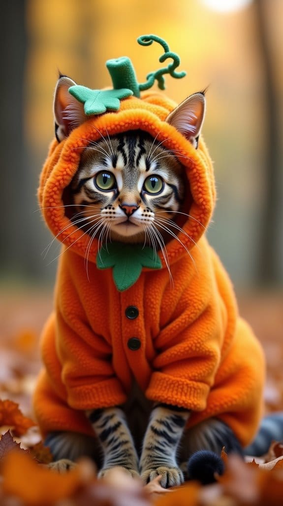 adorable pumpkin costume for cats