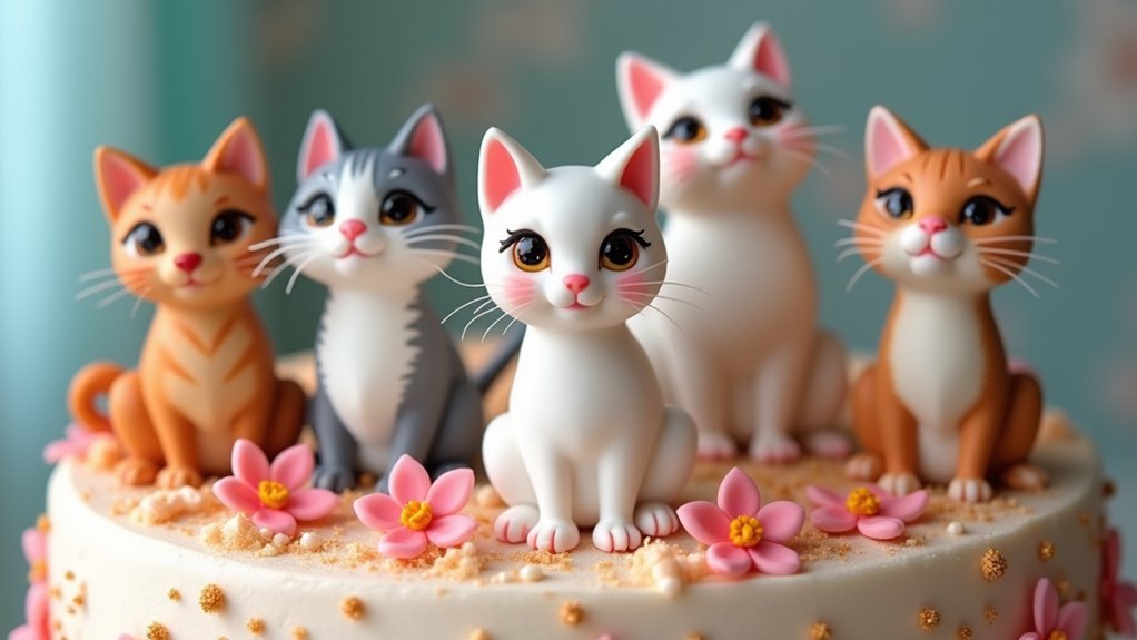 cat themed birthday cake toppers