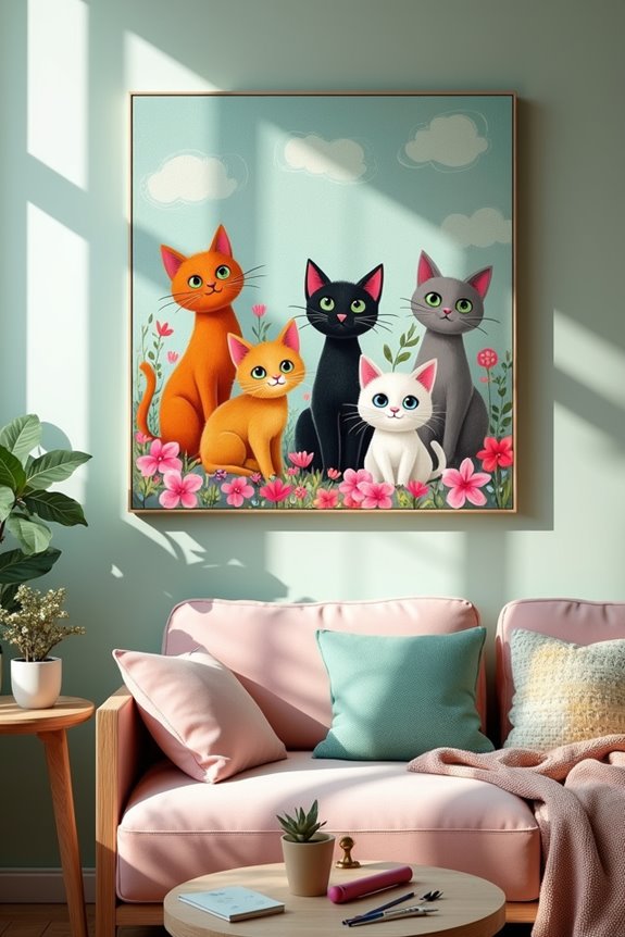 cat themed diy wall art
