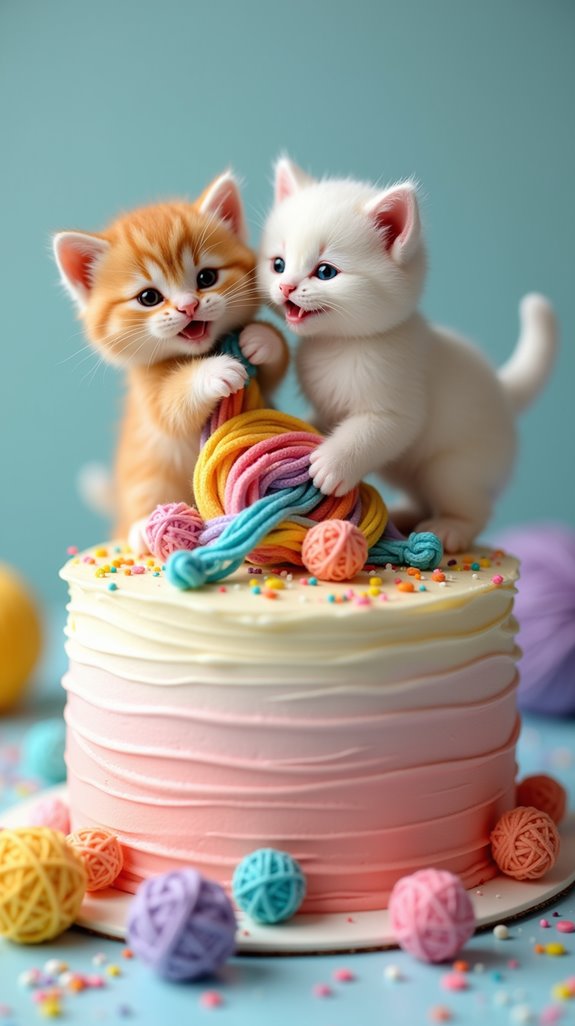 charming kittens yarn cake