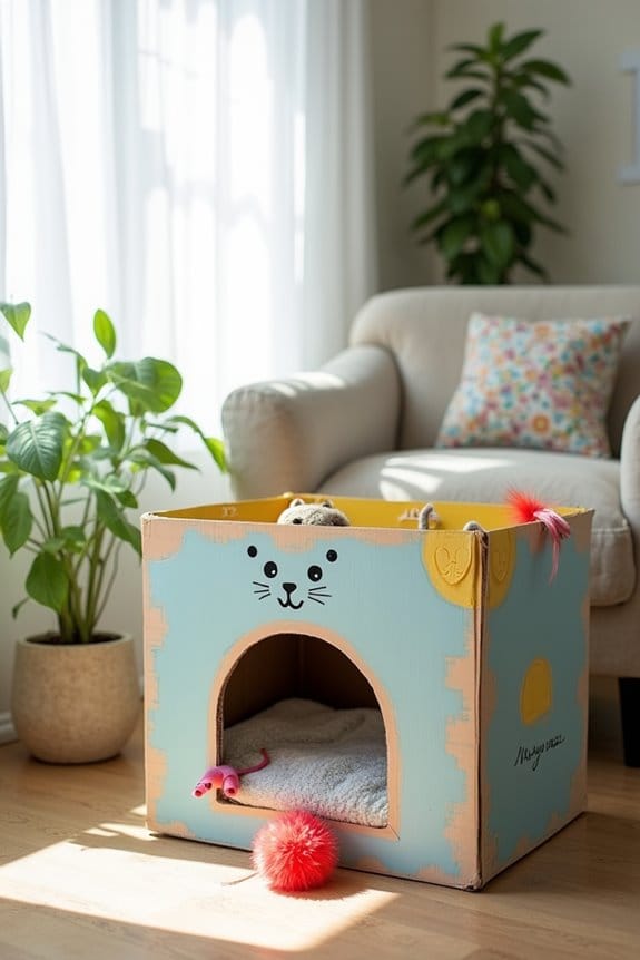 cozy cardboard cat hideaway