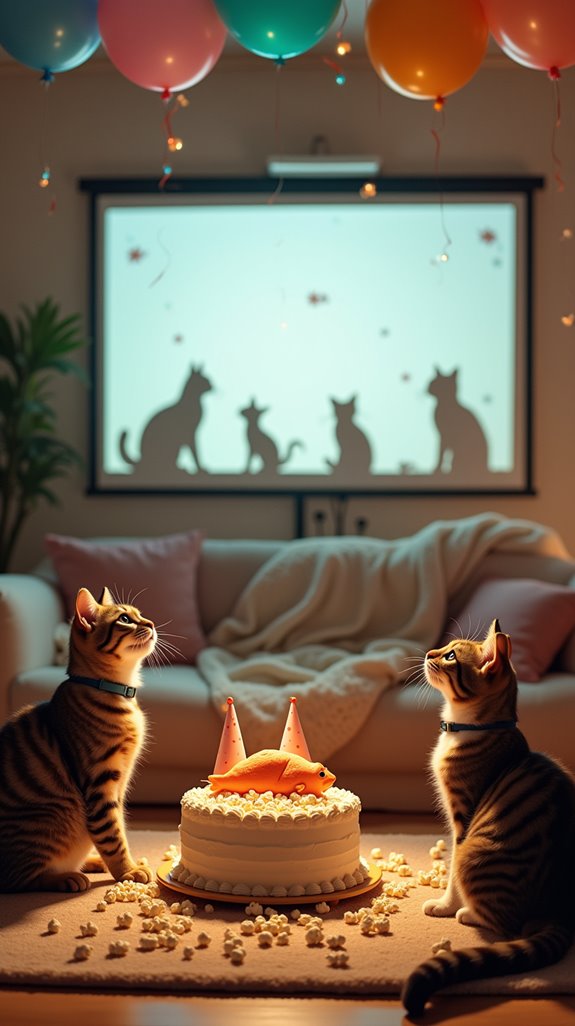 cozy cat themed movie night