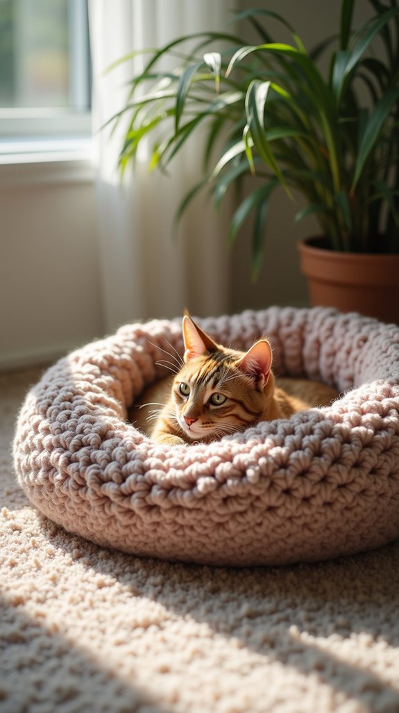 cozy crochet cat bed