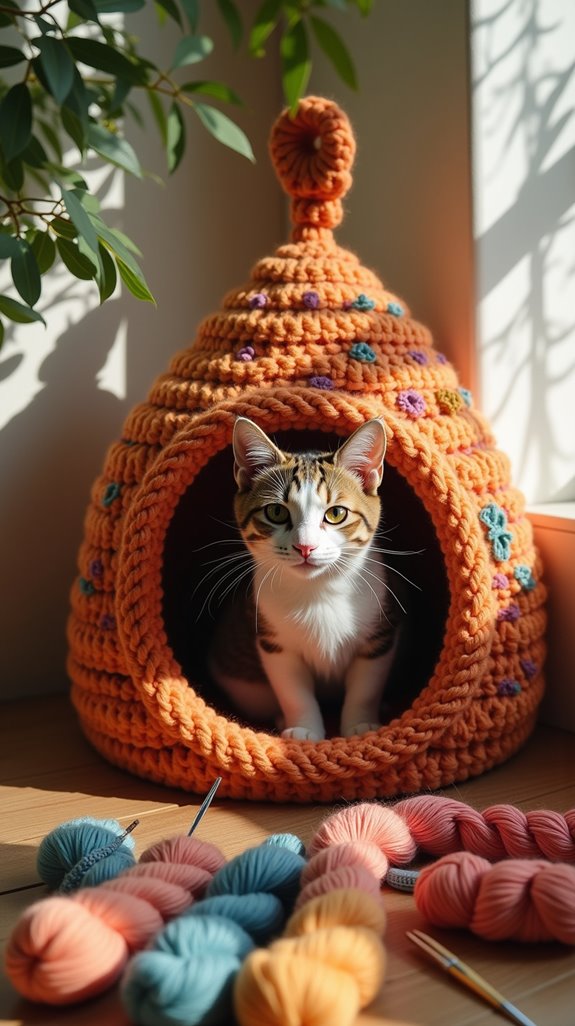 cozy crochet cat cave