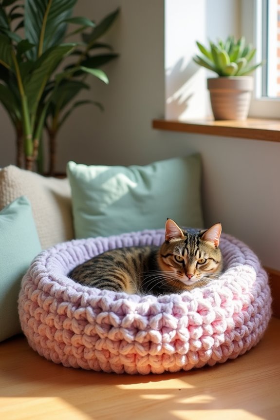 cozy diy crochet cat bed