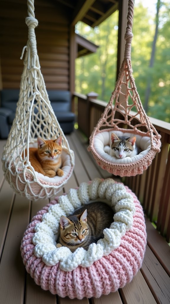 cozy elevated cat hammock