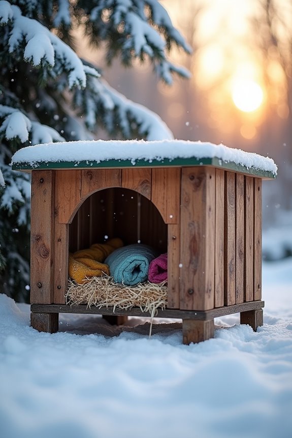 cozy elevated cat shelter