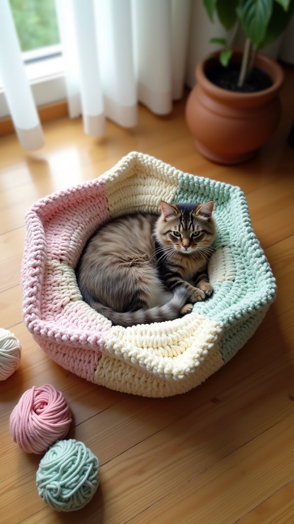 cozy hexagon cat bed
