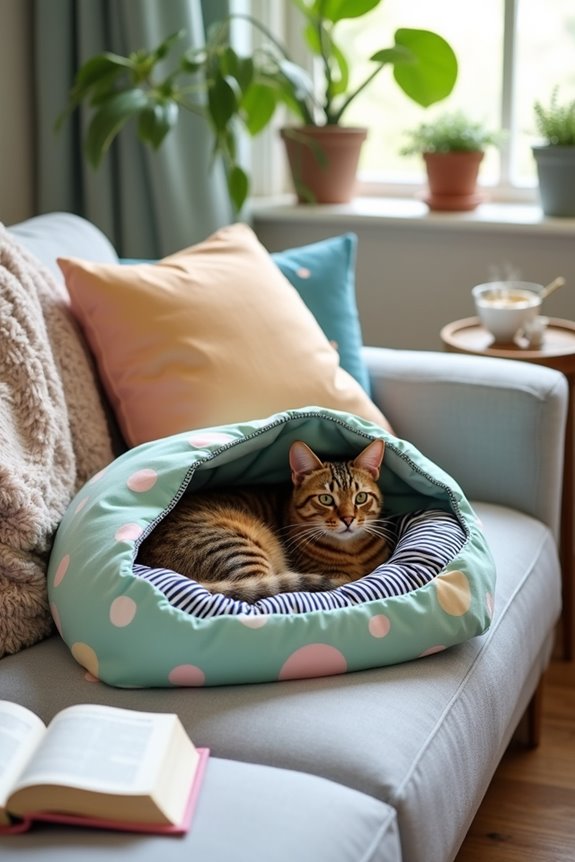 cozy reversible cat sleeping bag