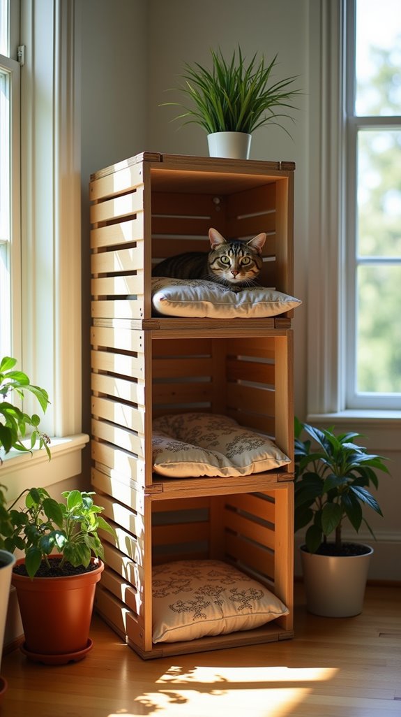 creative stacked crate cat house