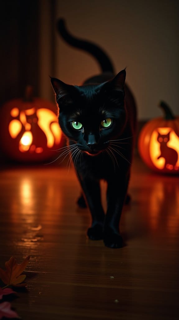 elegant cat silhouette carving