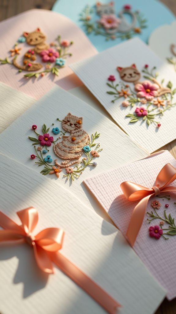 elegant embroidered cat birthday