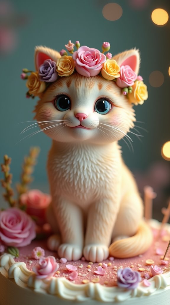 floral crown cat topper