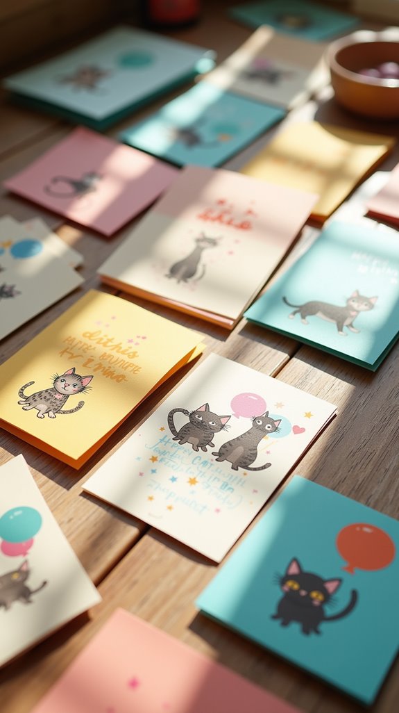 handcrafted feline birthday cards