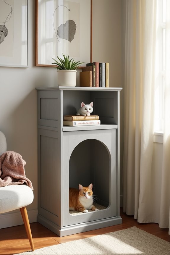 hidden litter box bookshelf