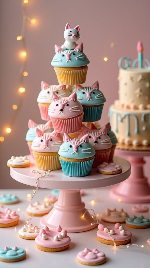 kitty cupcake tower centerpiece