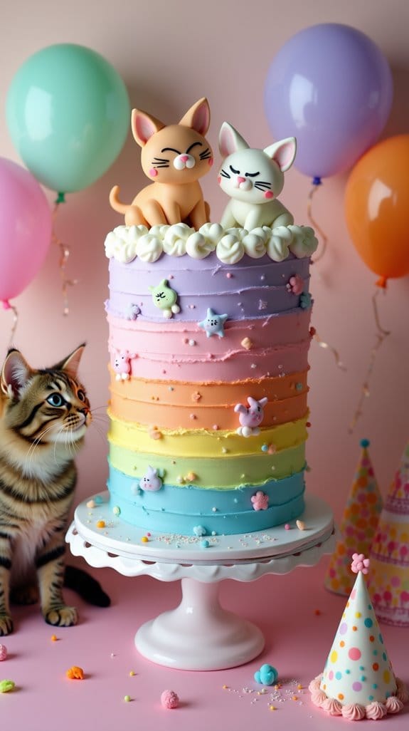 meowgical rainbow layers cake