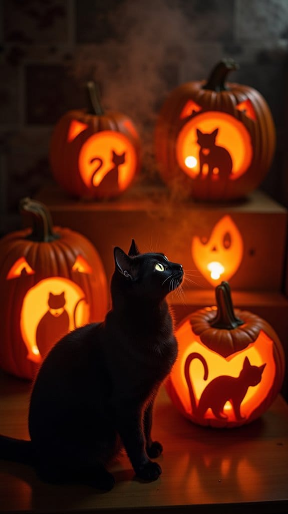 mischievous cat and ghost