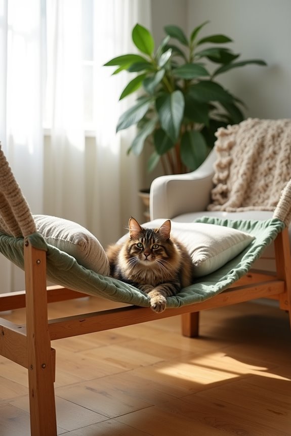 natural wood cat hammock