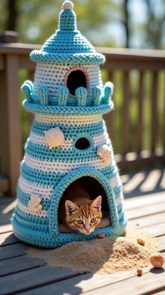 nautical themed cozy cat house