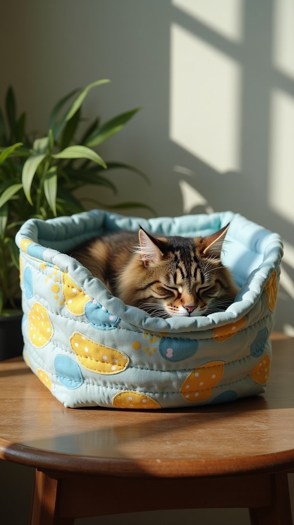 sewn fabric cat basket