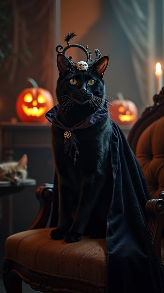 spooky skull cat costume