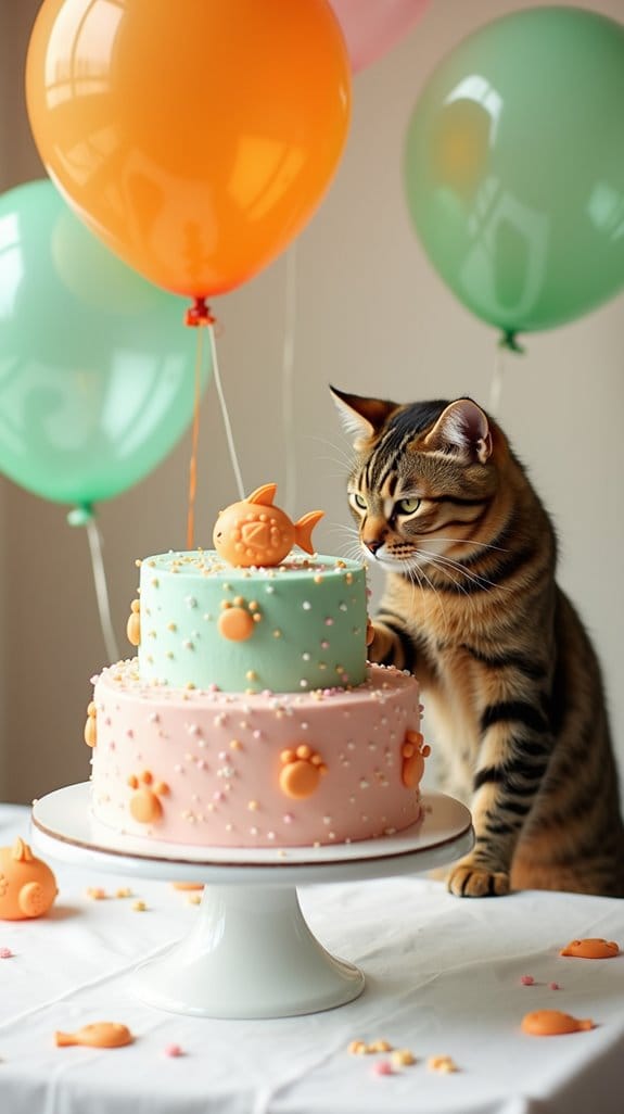 striped tabby themed cake